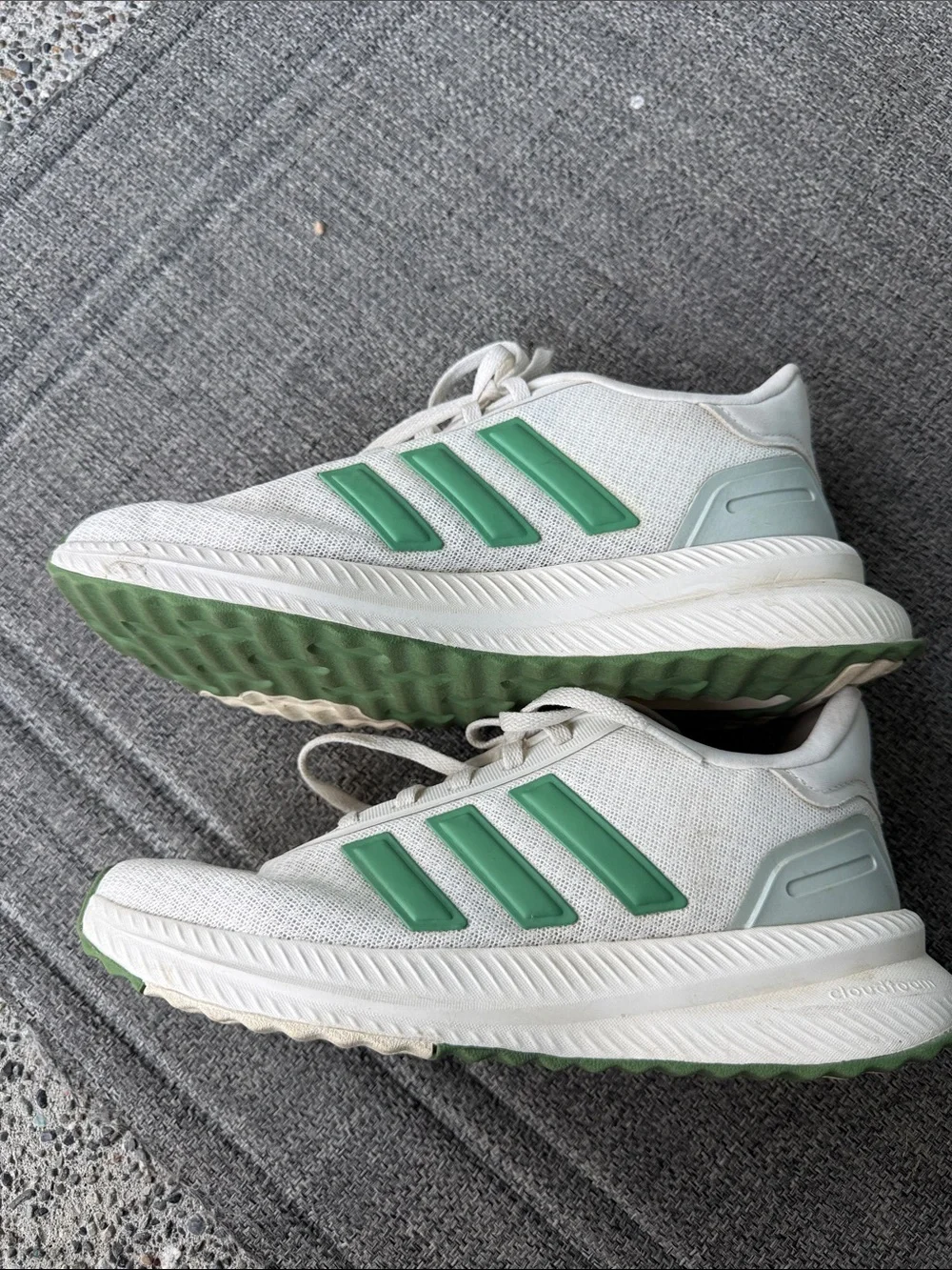 adidas White and Green Women's Athletic Sneakers Cloudfoam